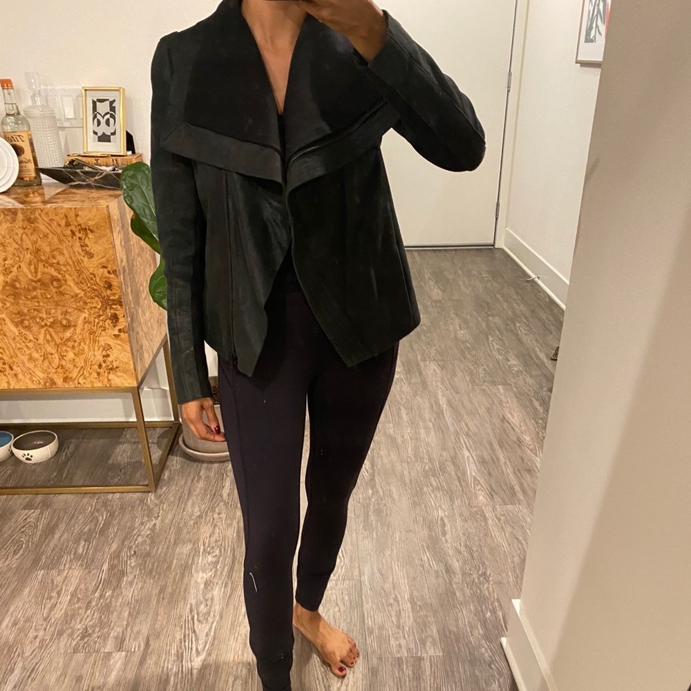Maje Distressed Jacket Draped Winged Lapels